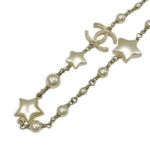 CHANEL B25P COCO Mark Heart Star Rhinestone Pierce Accessories Silver